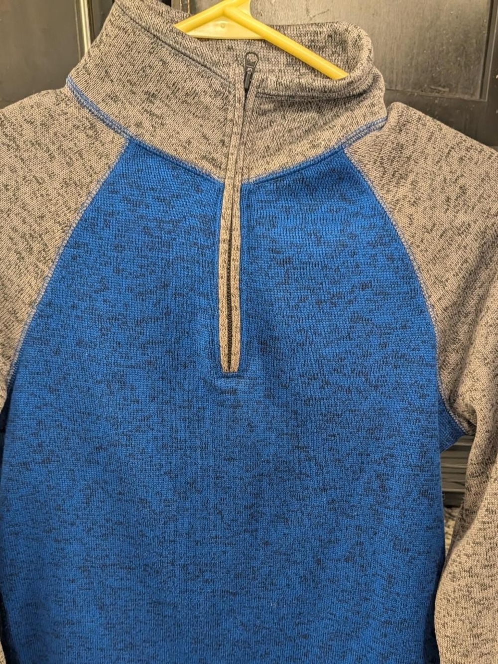 Eddie Bauer Blue and Gray Quarter-Zip Pullover Jacket